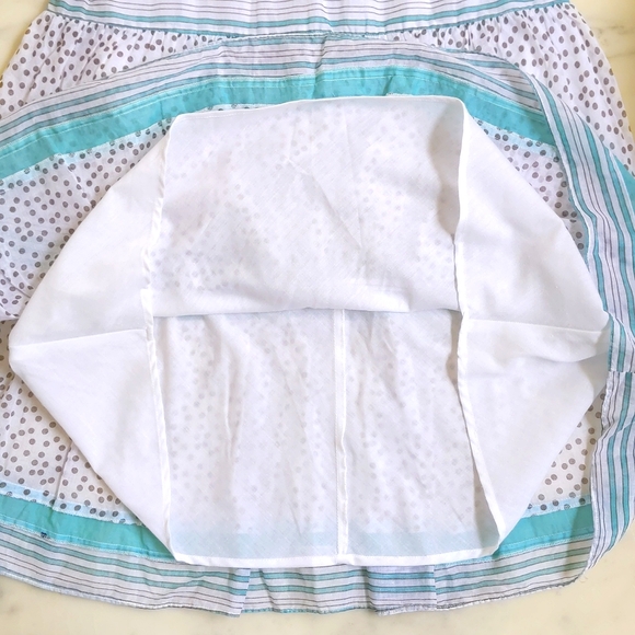 NWOT. Limited Too 100% Cotton Lined Sleeveless/Ruffle Dress w/polka dot & stripe - Picture 5 of 6